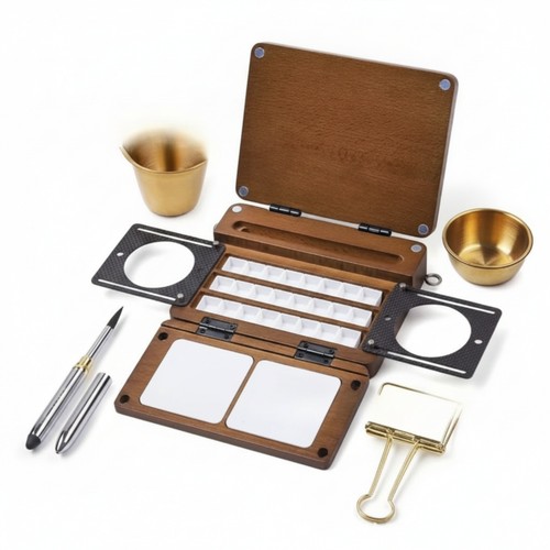 Portable paint box with - paint, mixing