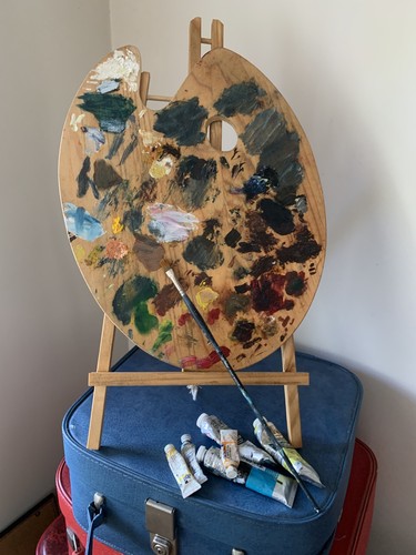 Vintage artist paint palette - vintage,