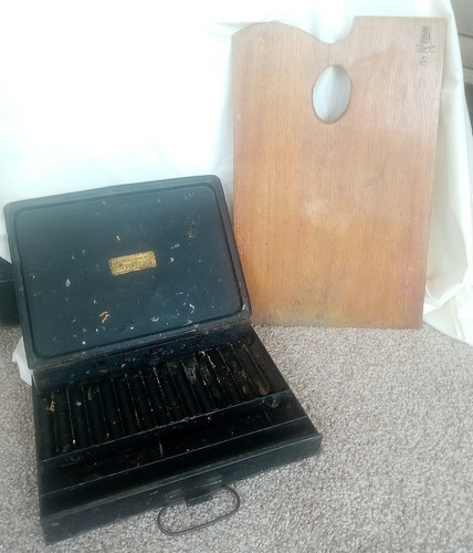 Antique artists metal box - antique,